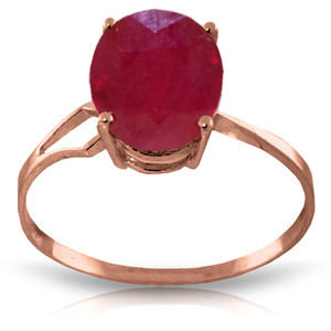14K. SOLID GOLD RING WITH NATURAL OVAL RUBY (Rose Gold)